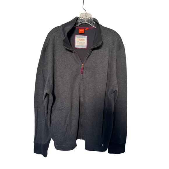 Hugo Boss Mens Full Zip Sweater Jacket Charcoal Gray Heavyweight Size XXL